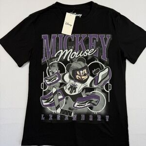 Disney Neff Mickey Mouse Hockey Goalie T-Shirt Mens Large Black Purple Legendary